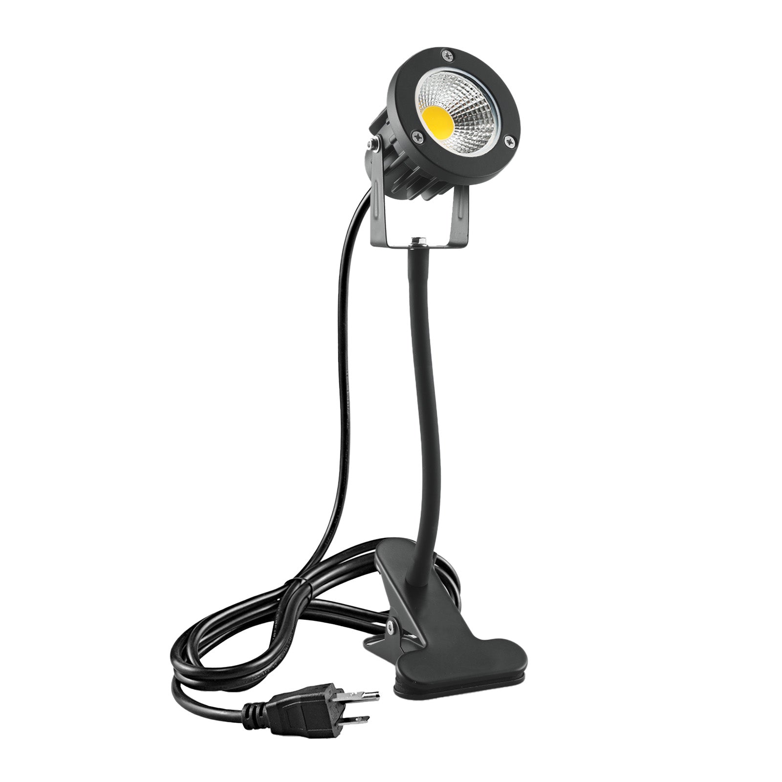 LED Spot Lights Plug in Outdoor Indoor Light 7W 3000K 9.8ft Power Cord Waterproof Landscape Lights Spotlight with Clip and Metal Hose for Plants Yard Garden Accent Lighting Ambient Light