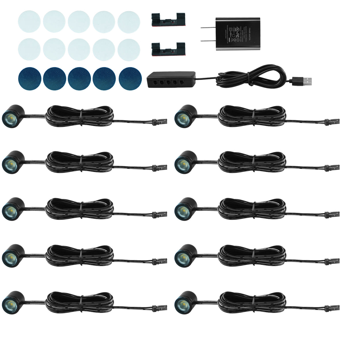Mini LED Spotlights with USB Hub,Magnetic Base,USB Powered Small Spotl